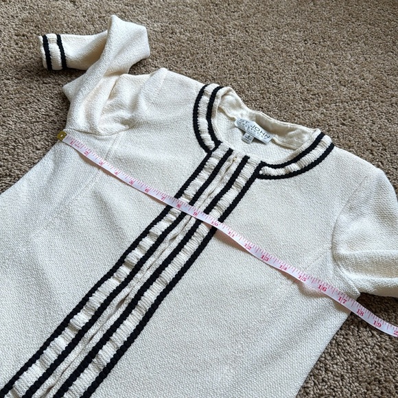 St. John Collection Cream/Black Knit Duster Tweed Sweater Jacket - Picture 7 of 10